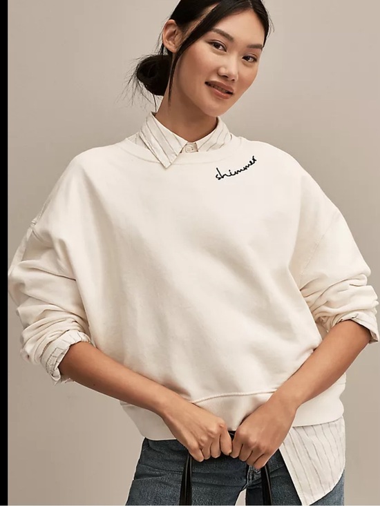 Pilcro Tops - This cream Pilcro embroidered sweatshirt from Anthropologie features a "shimmer